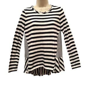 Maeve Anthropologie Women’s Black and White Striped Long Sleeve Shirt Size XS